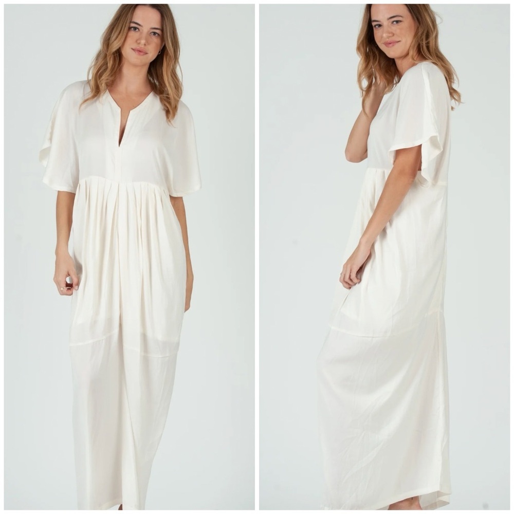 🇬🇷 LUCCA Couture Greek Goddess Beach Swim Coverup Maxi Dress Ivory Small S